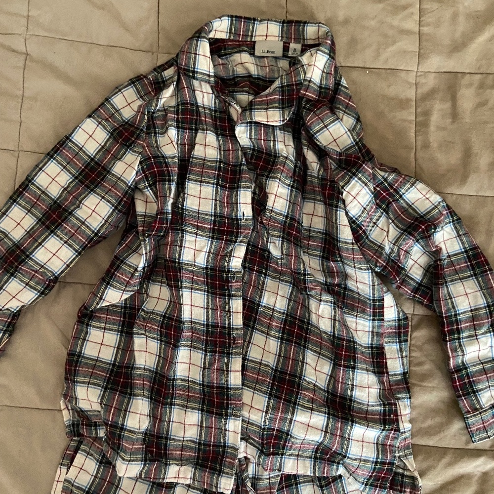 LL Bean Women's Scotch Plaid Flannel Pajamas, M